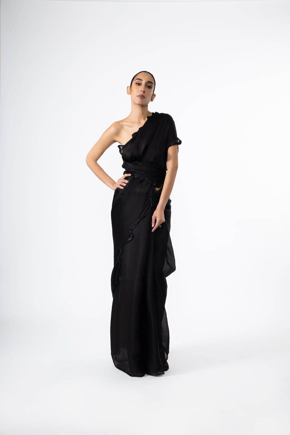 Black Thousand Crescents Saree
