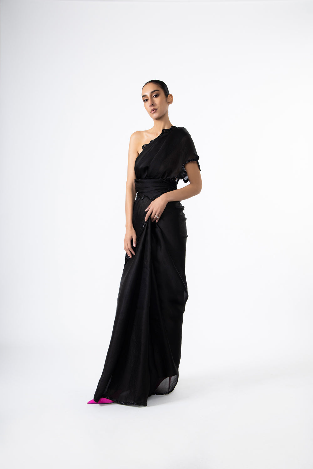 Black Thousand Crescents Saree