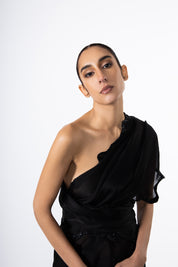 Black Thousand Crescents Saree