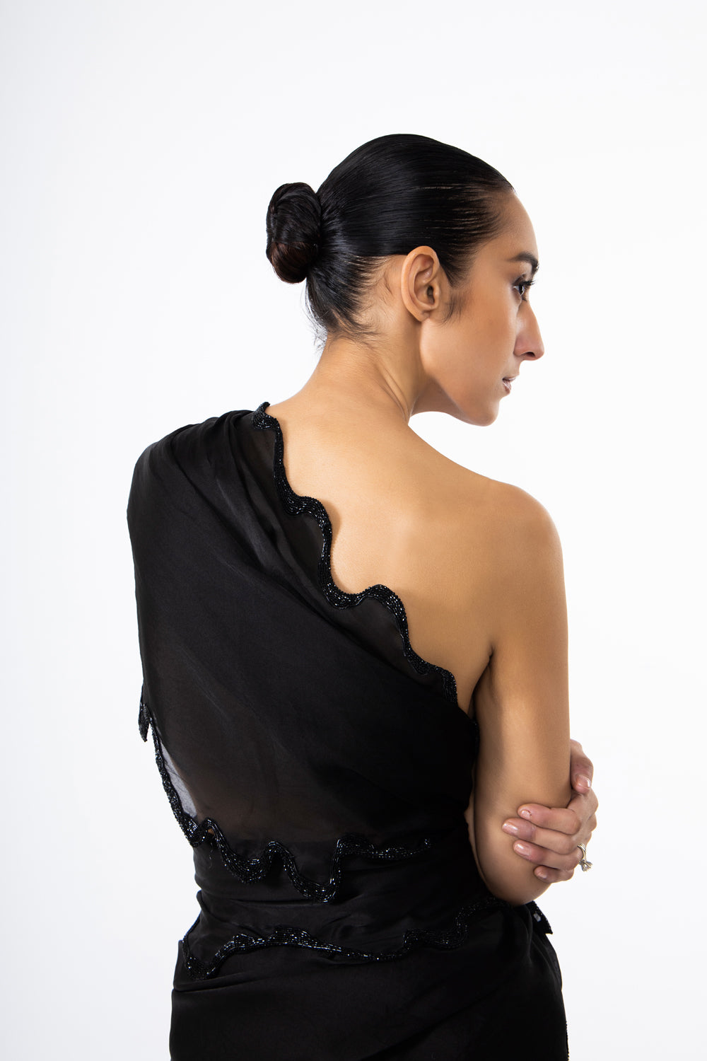 Black Thousand Crescents Saree