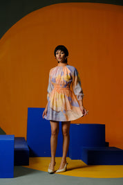 Candy Floss Soft Blue & Orange Dress