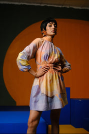 Candy Floss Soft Blue & Orange Dress