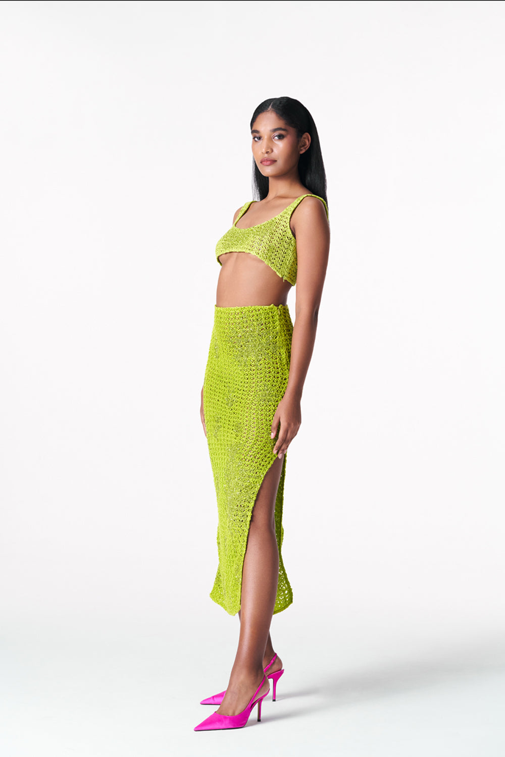 Chartreuse Crochet Skirt