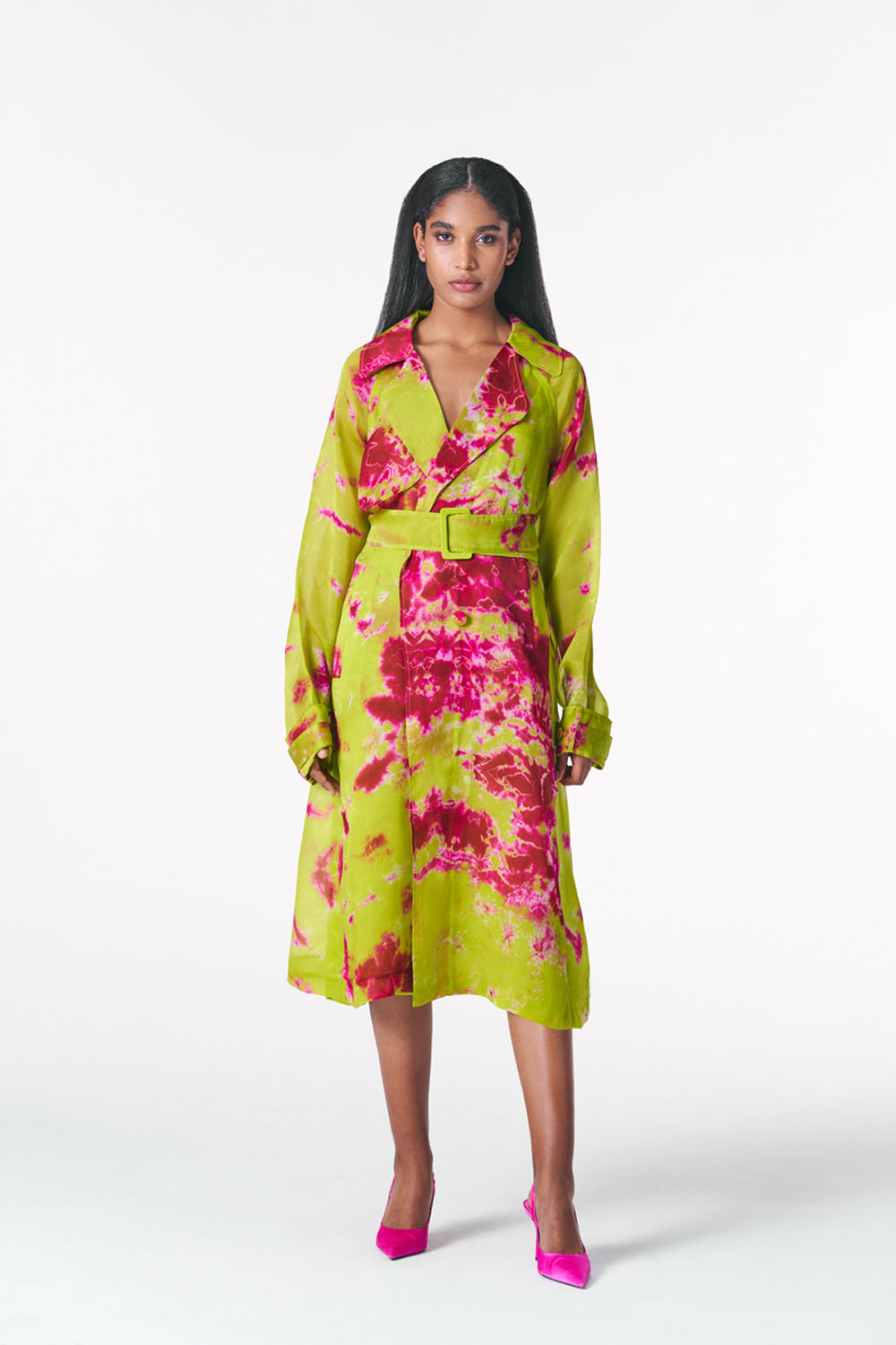 Chartreuse Seas Trench Coat