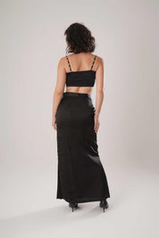 Black Trench & Long Skirt & Black Bustier