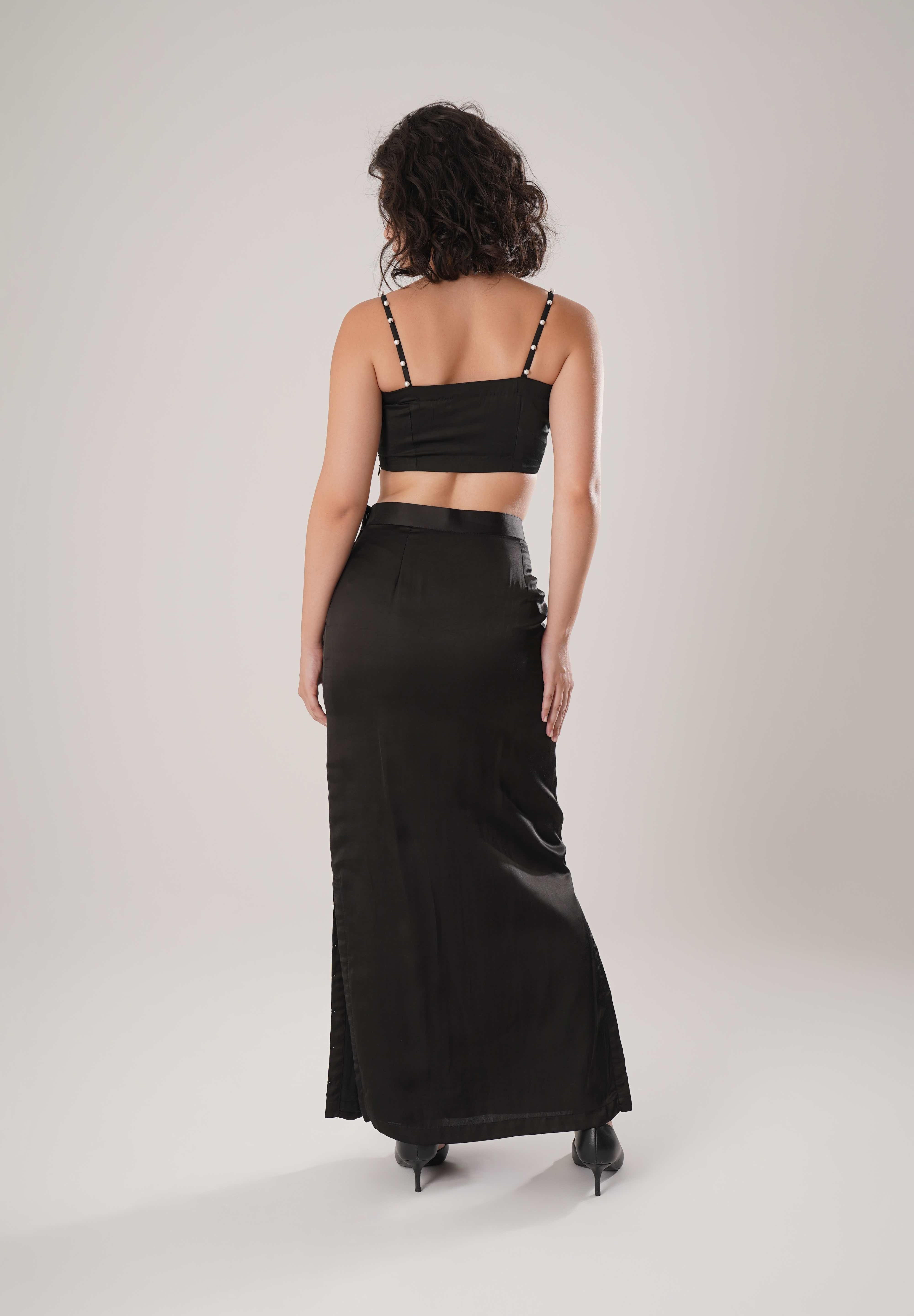 Black Trench & Long Skirt & Black Bustier