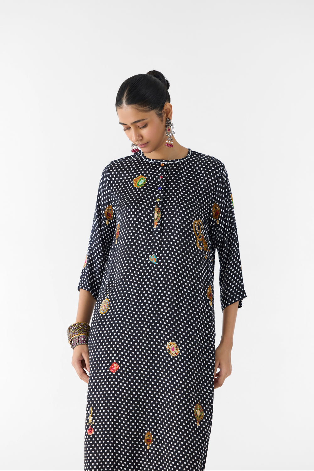Onyx Polka Dot Straight Kurta & Pants