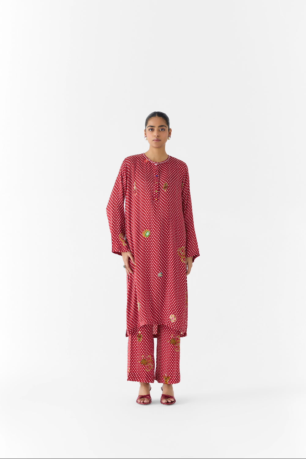Quartz Polka Dot Straight Kurta & Pants