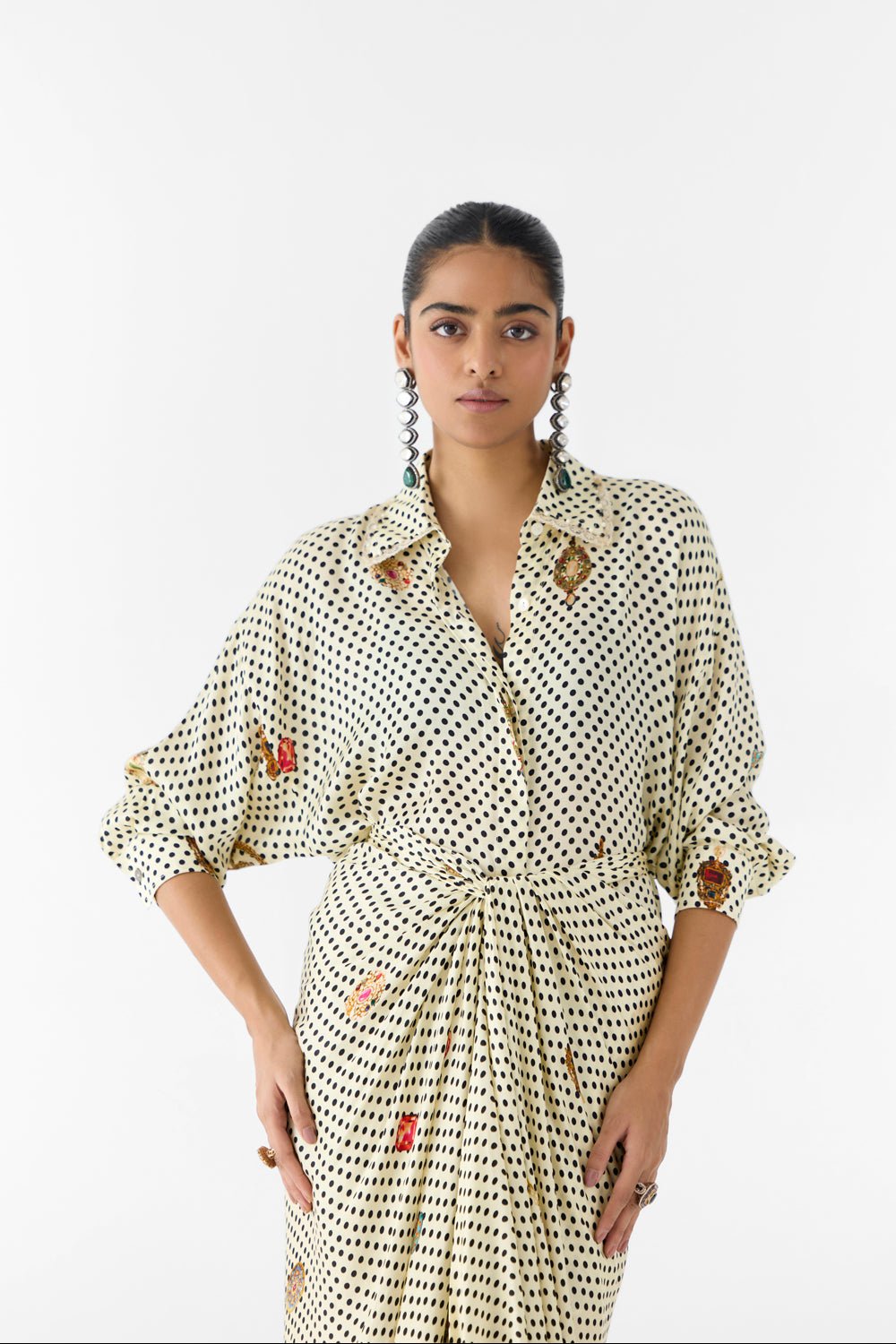 Pearl Polka Dot Shirt Dress