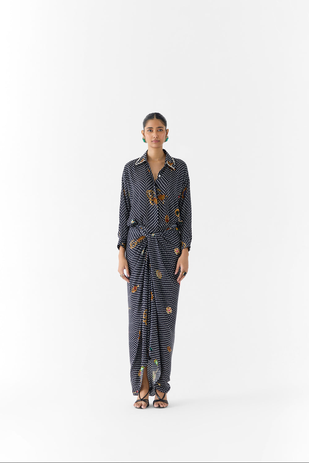 Onyx Polka Dot Shirt Dress