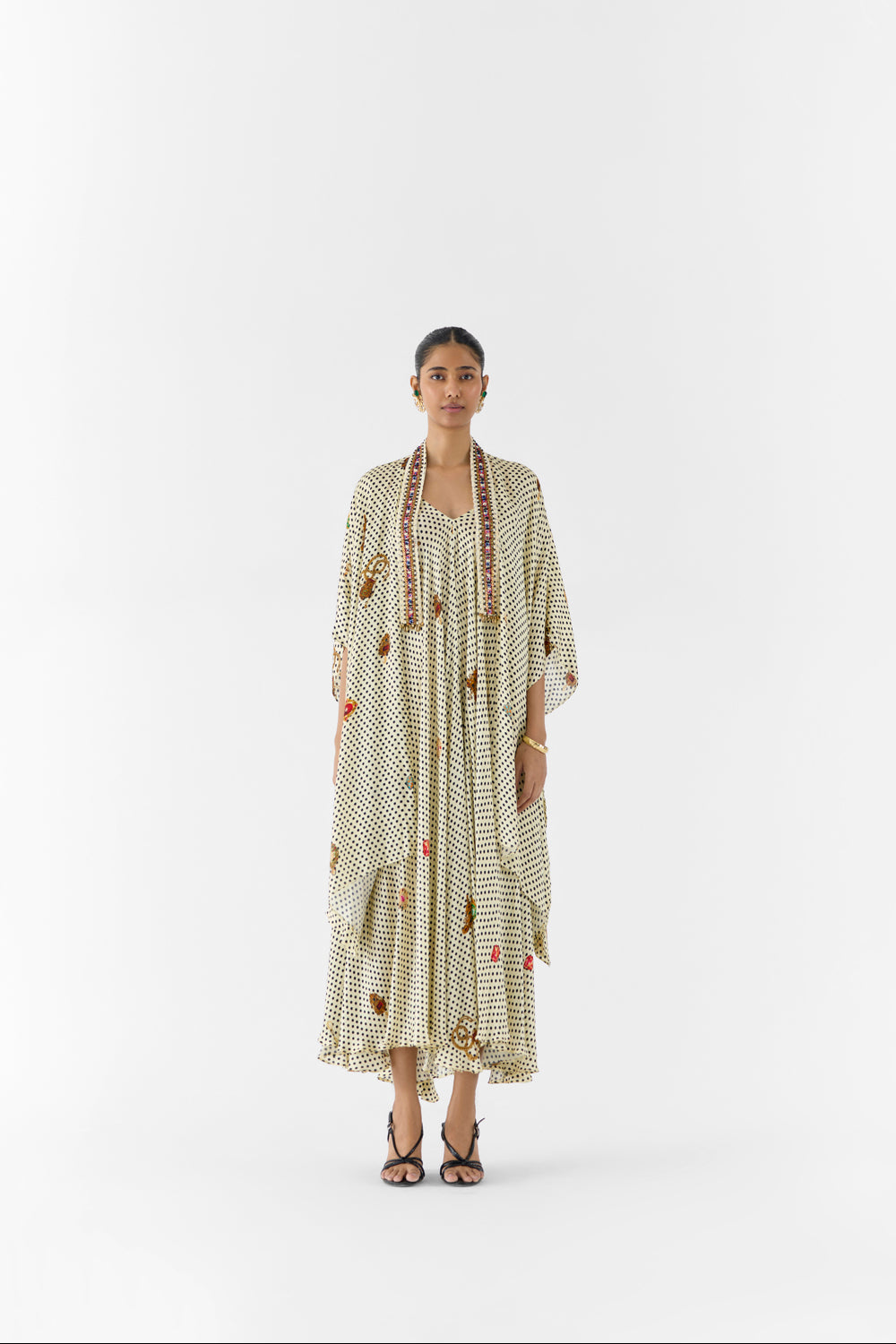 Pearl Polka Dot Strappy Dress & Cape