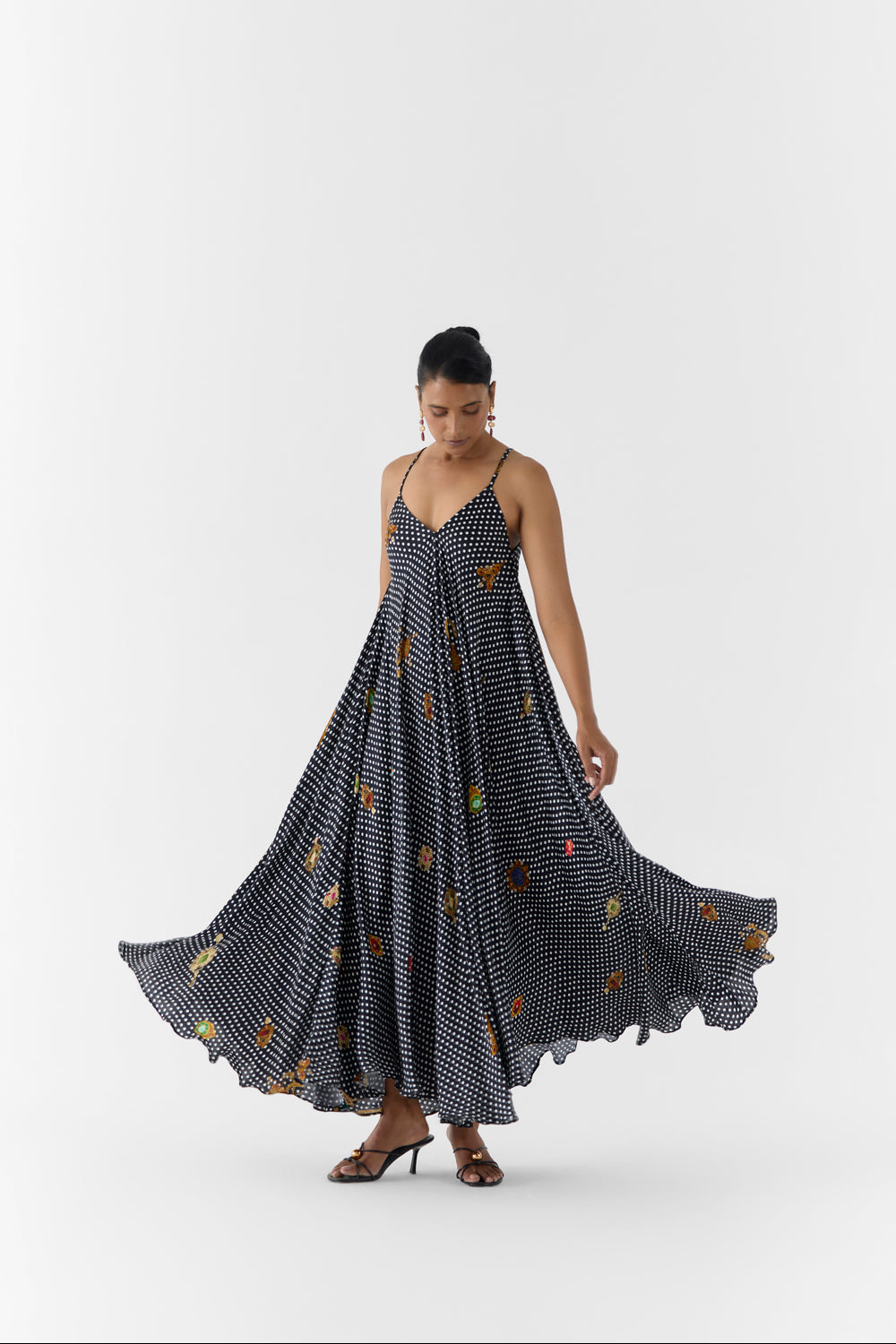 Onyx Polka Dot Cape & Strappy Dress