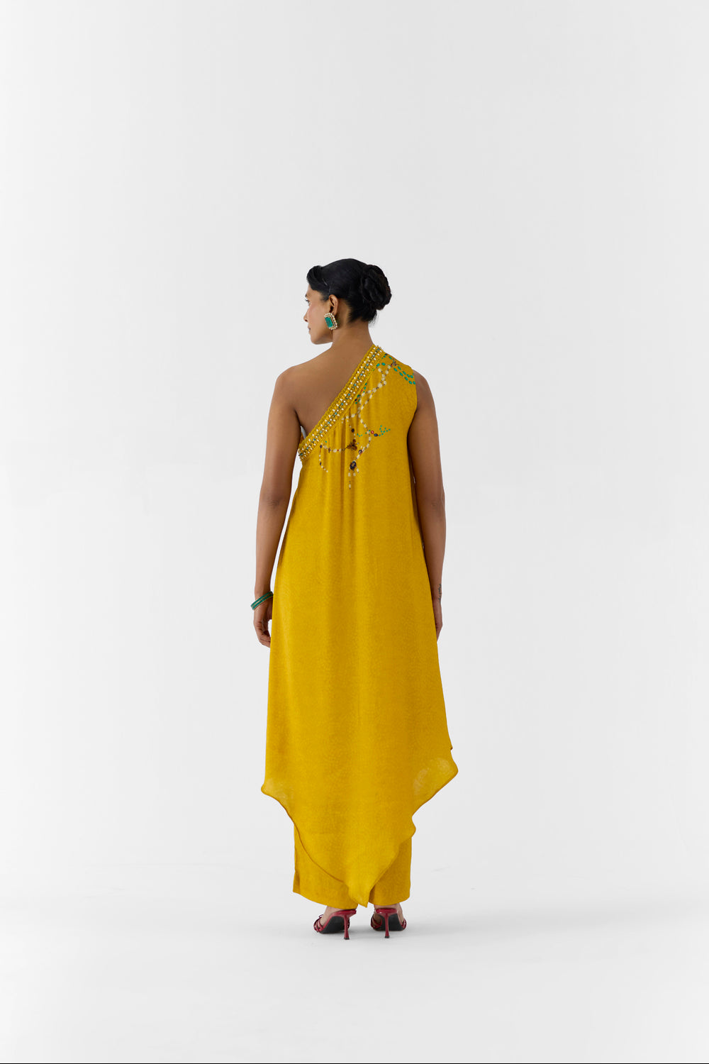 Mustard Maharani One Shoulder Kurta & Pants