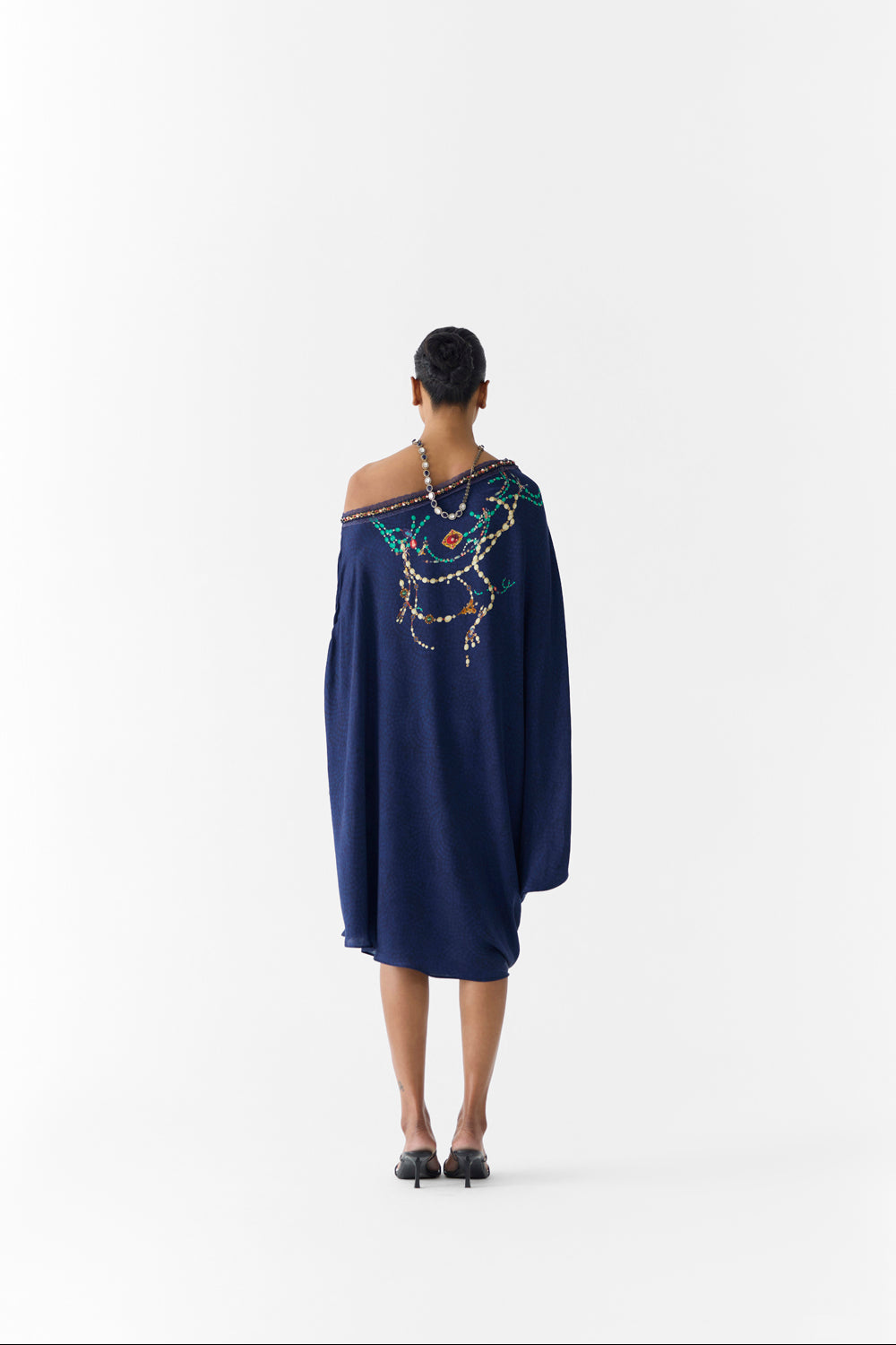 Navy Maharani Draped Dress & Knot Skirt