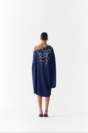 Navy Maharani Draped Dress & Knot Skirt
