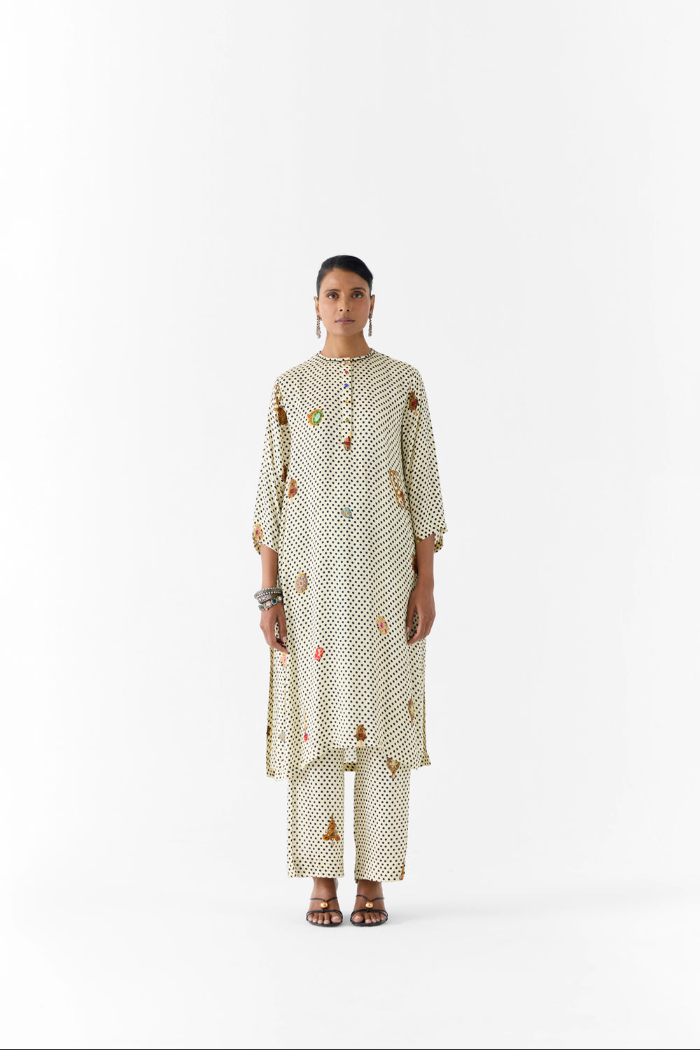 Pearl Polka Dot Straight Kurta & Pants