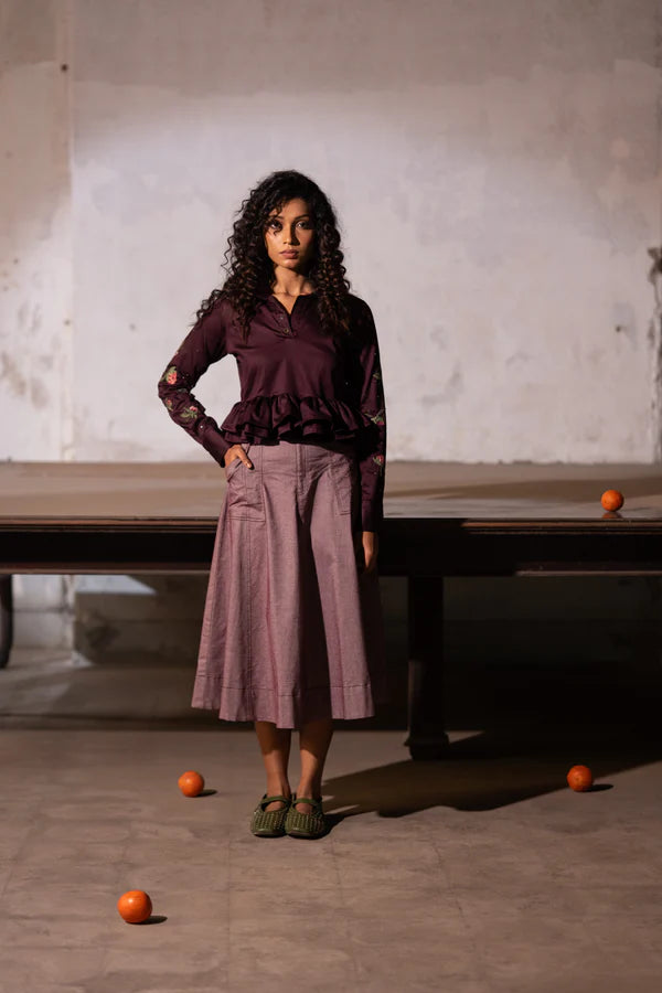 Plum Oxford Skirt