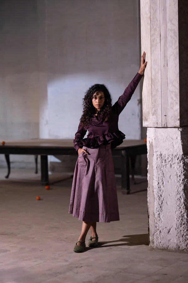 Plum Oxford Skirt