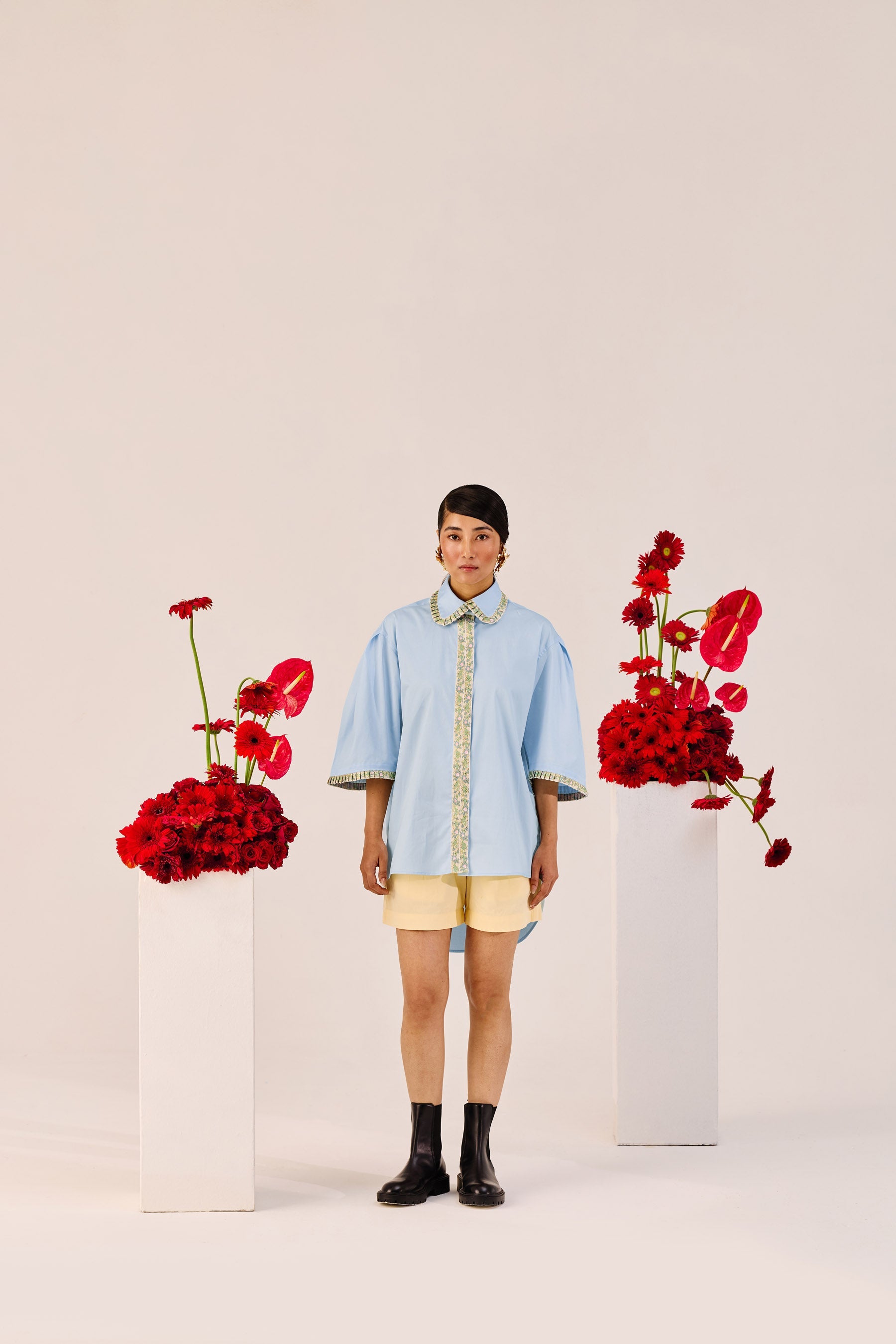 Pastel Yellow Cotton Shorts