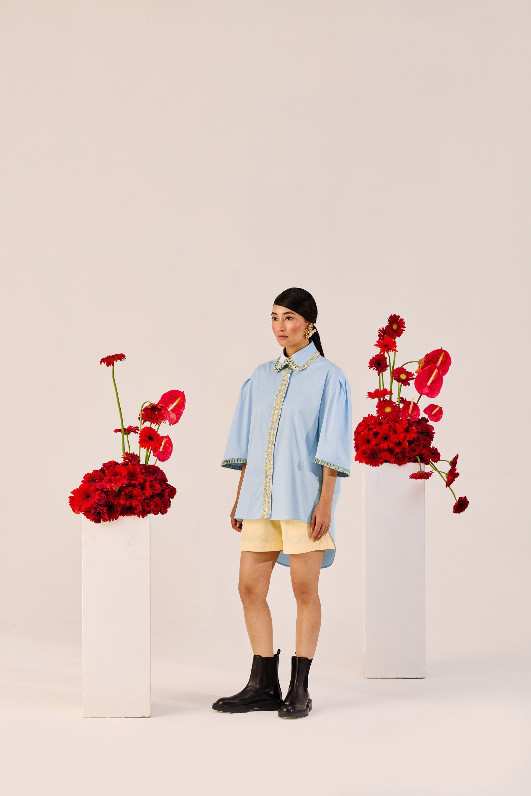 Pastel Yellow Cotton Shorts