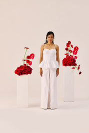 White Wide Leg Cotton Pants