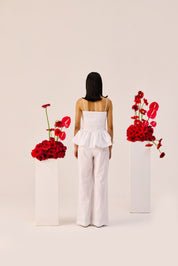 White Wide Leg Cotton Pants