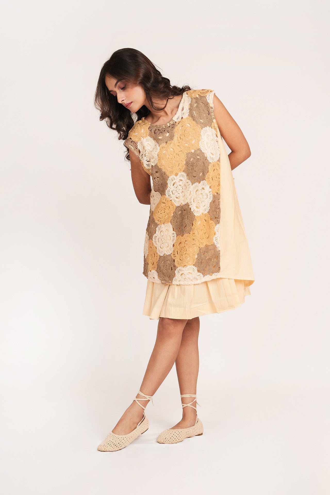 Layered Crochet Floral Dress