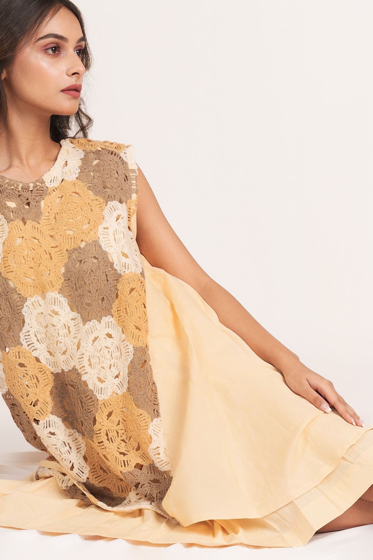 Layered Crochet Floral Dress
