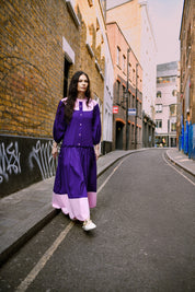 Cotton Colour Block Midi Dress