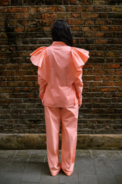 Ruffle Shoulder Poplin Cotton Co-ord Set
