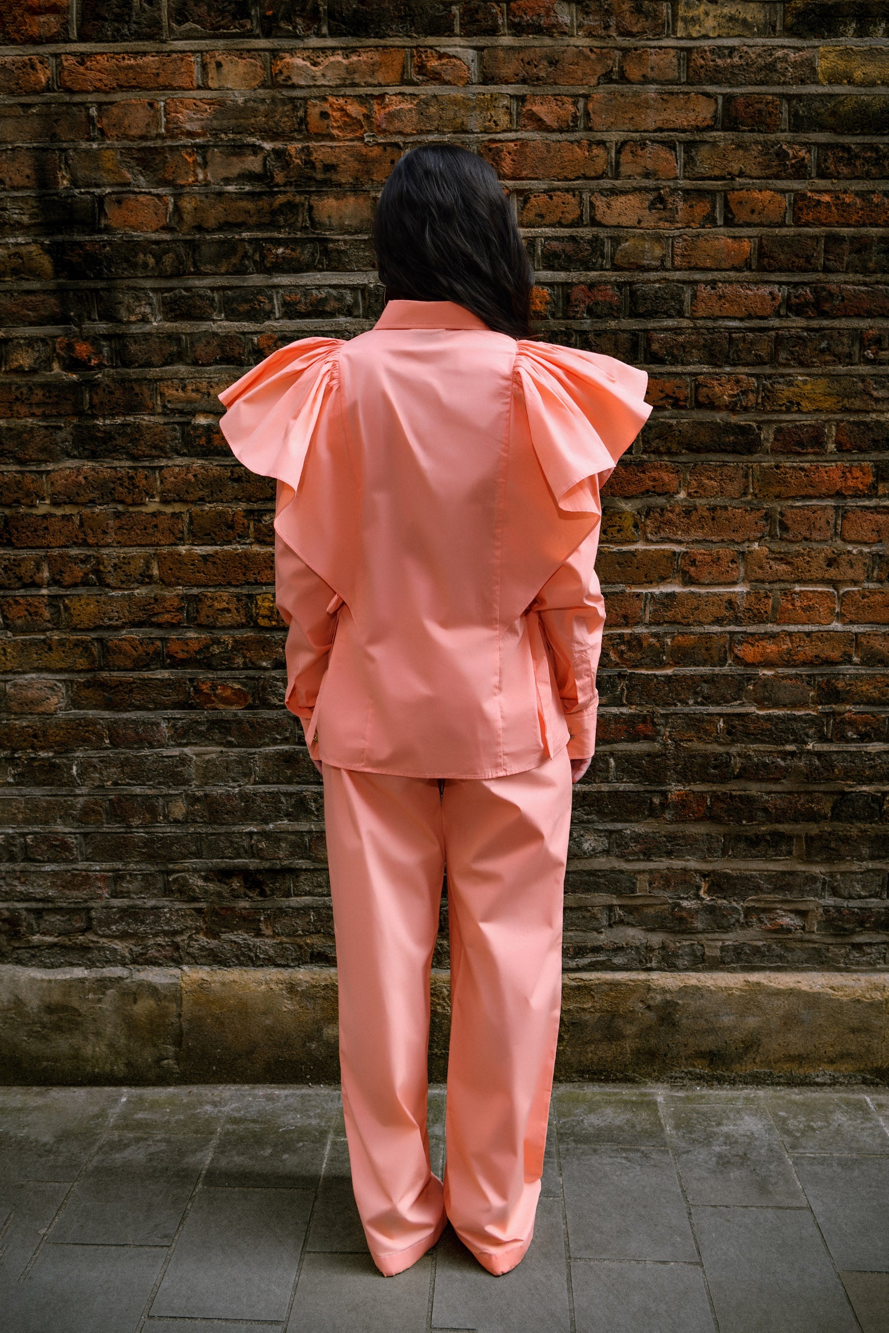 Ruffle Shoulder Poplin Cotton Co-ord Set