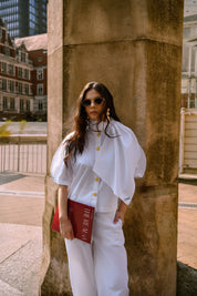 Pure Cotton Wrap Neck Top & Straight Pants Sets
