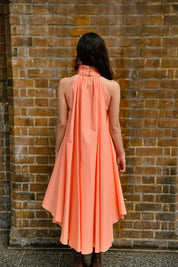 Peach Draped High Low Cotton Top With White Shorts set
