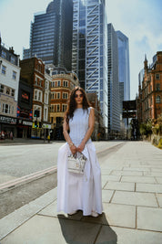 Blue And White Drop Waist Cotton Dress