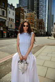 Blue And White Drop Waist Cotton Dress