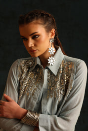 Long Shirt Set With A High Low Waistcoat