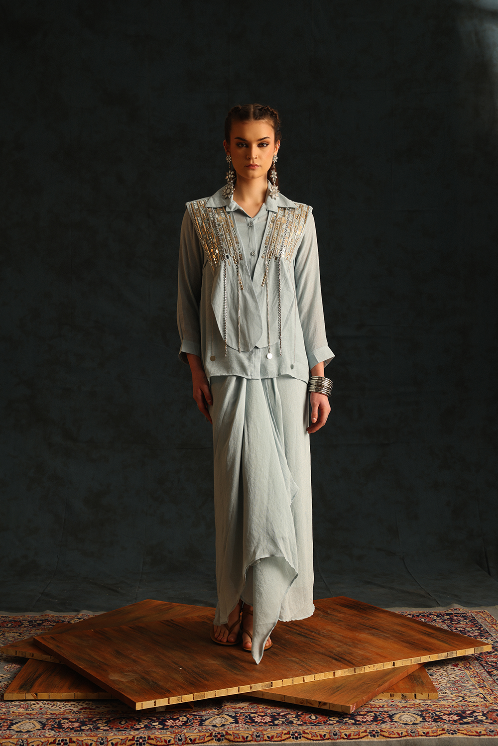 Heart Shirt Set With A Panel Waistcoat