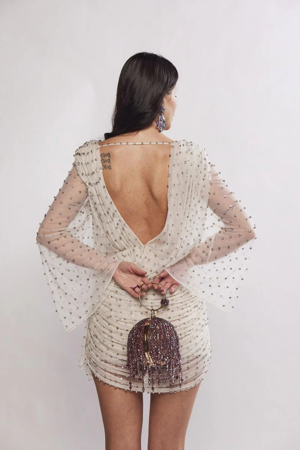 Delilah Off White Crystal Mini Dress