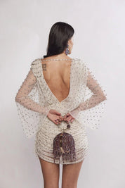 Delilah Off White Crystal Mini Dress