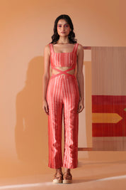 Coral Lattice Jumpsuit