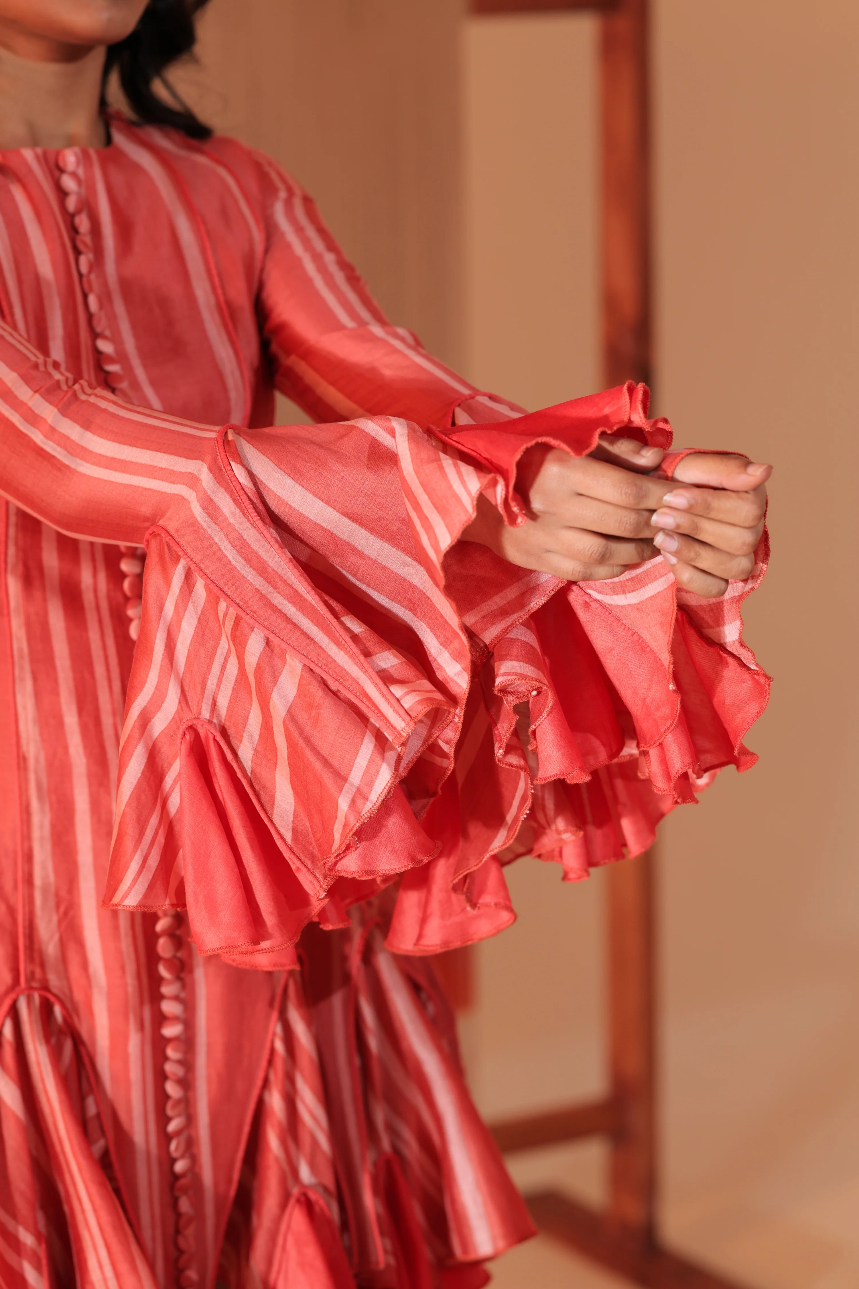 Coral Flounce Mini Dress