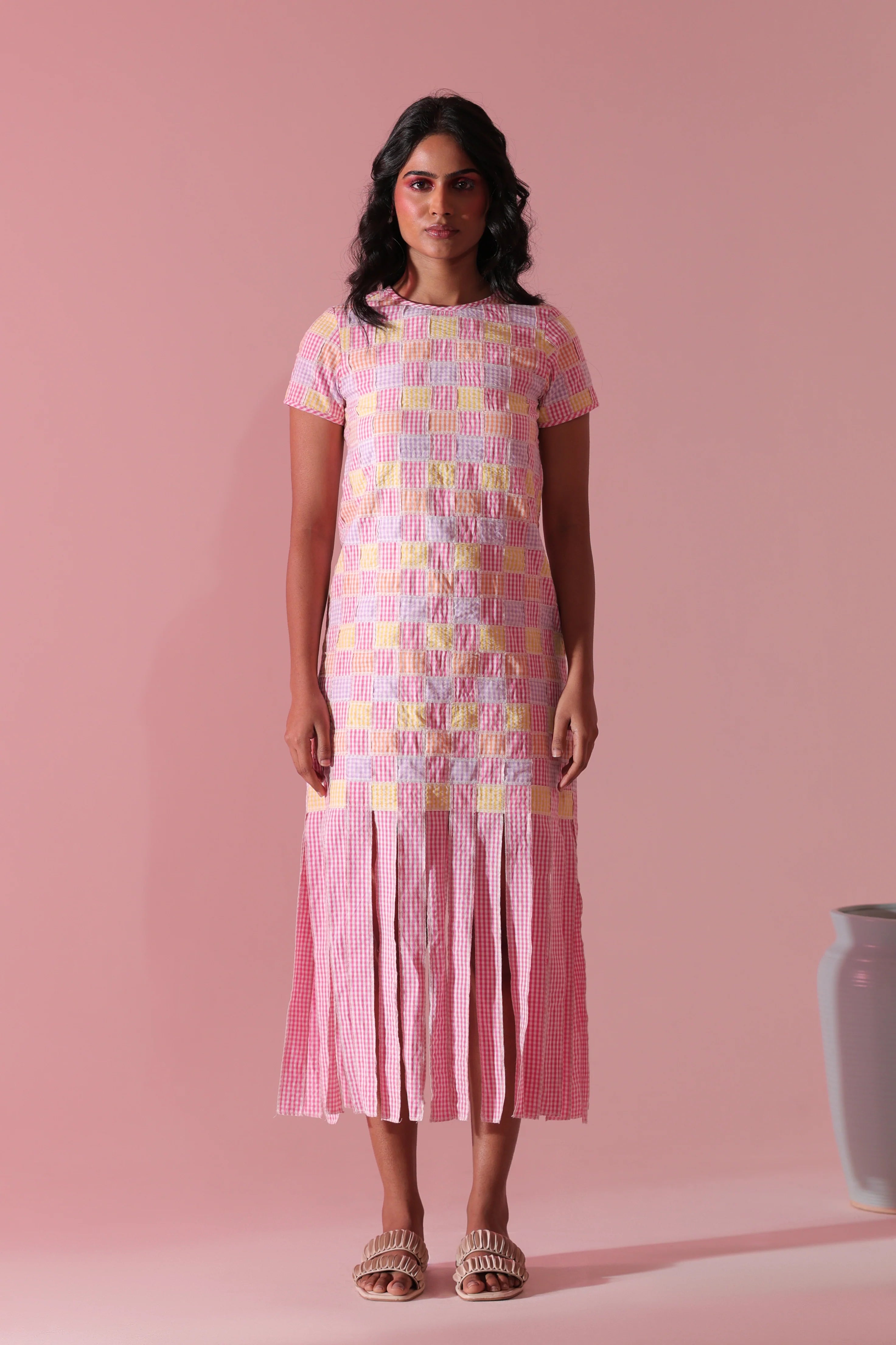 Gingham Sorbet Fringe Dress