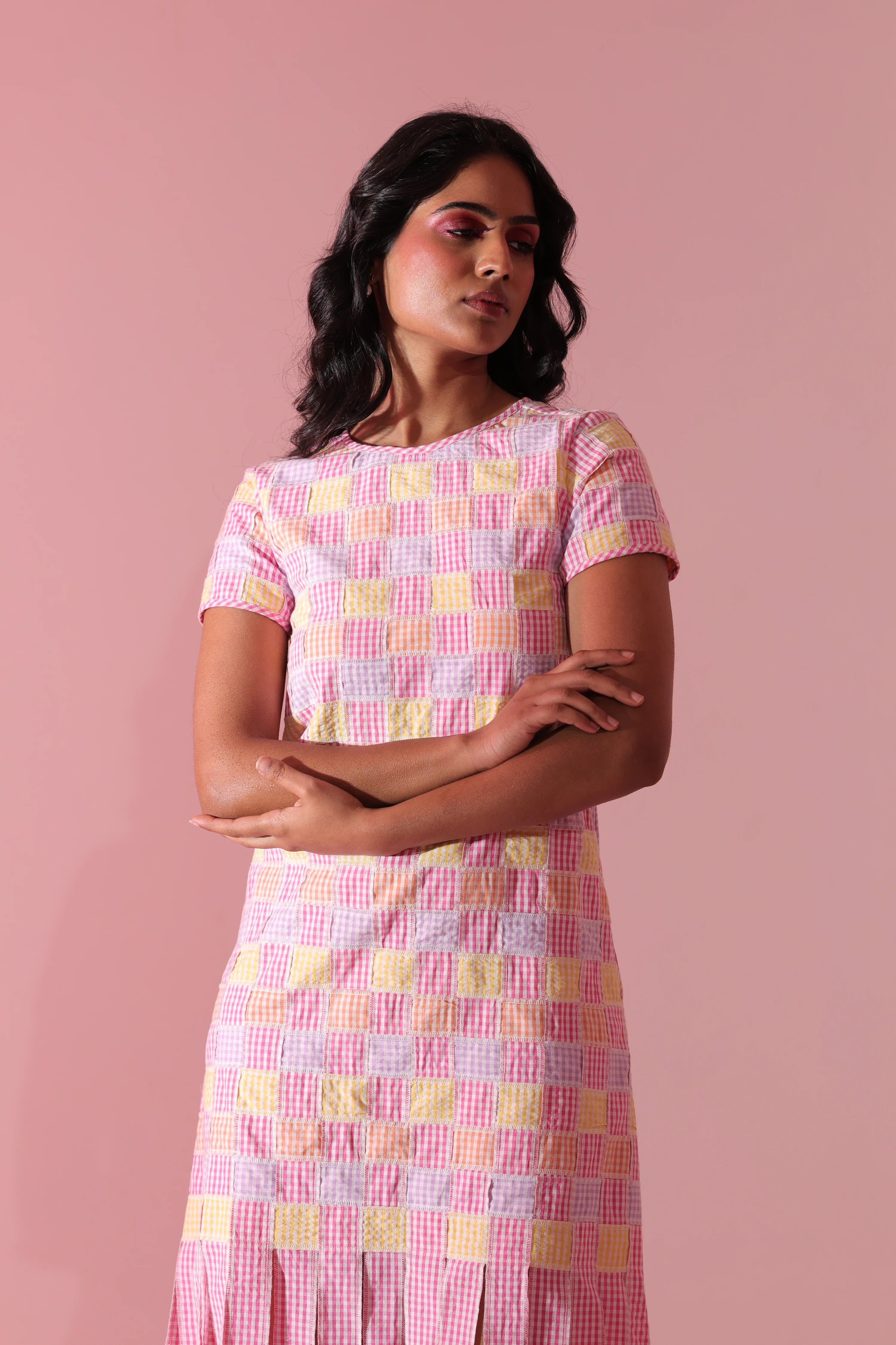 Gingham Sorbet Fringe Dress