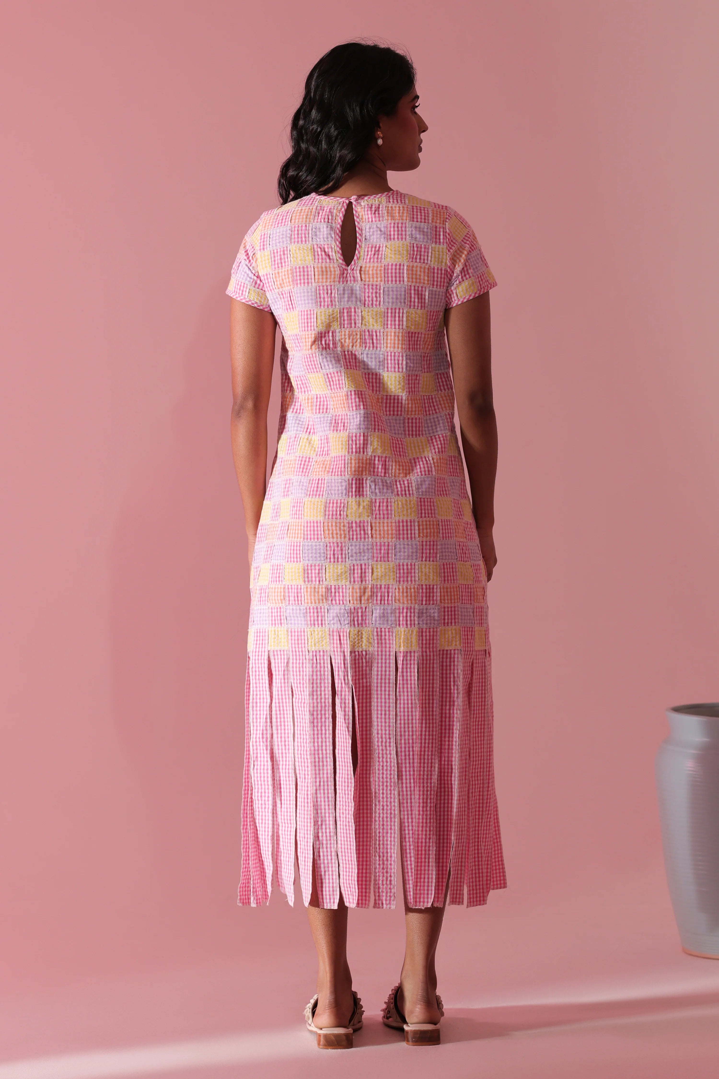 Gingham Sorbet Fringe Dress