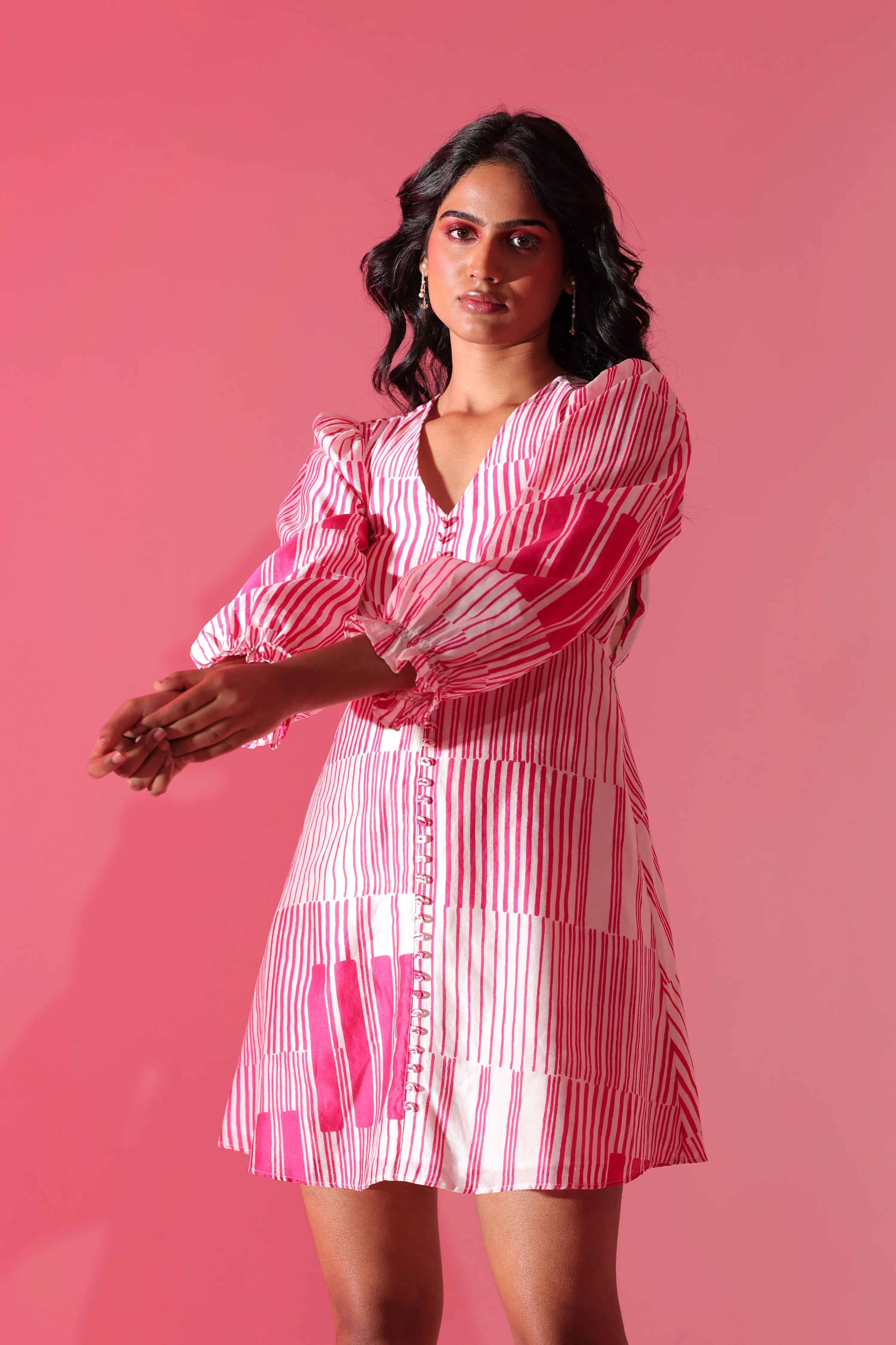 Fuchsia Linework Dress