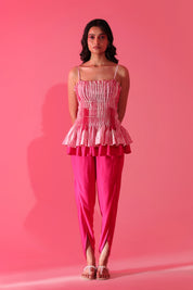Fuchsia Ripple Peplum Co-ord