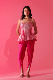 Fuchsia Ripple Peplum Co-ord