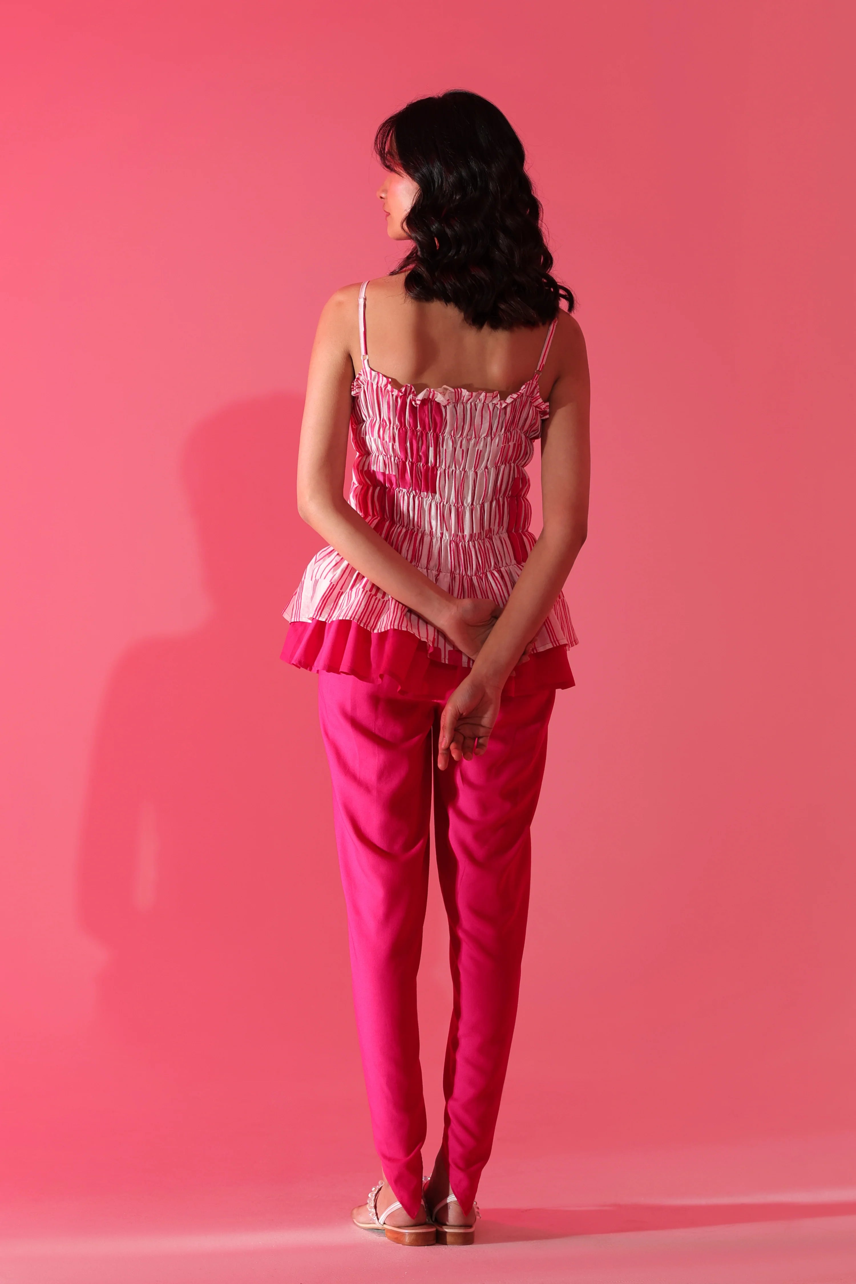 Fuchsia Ripple Peplum Co-ord