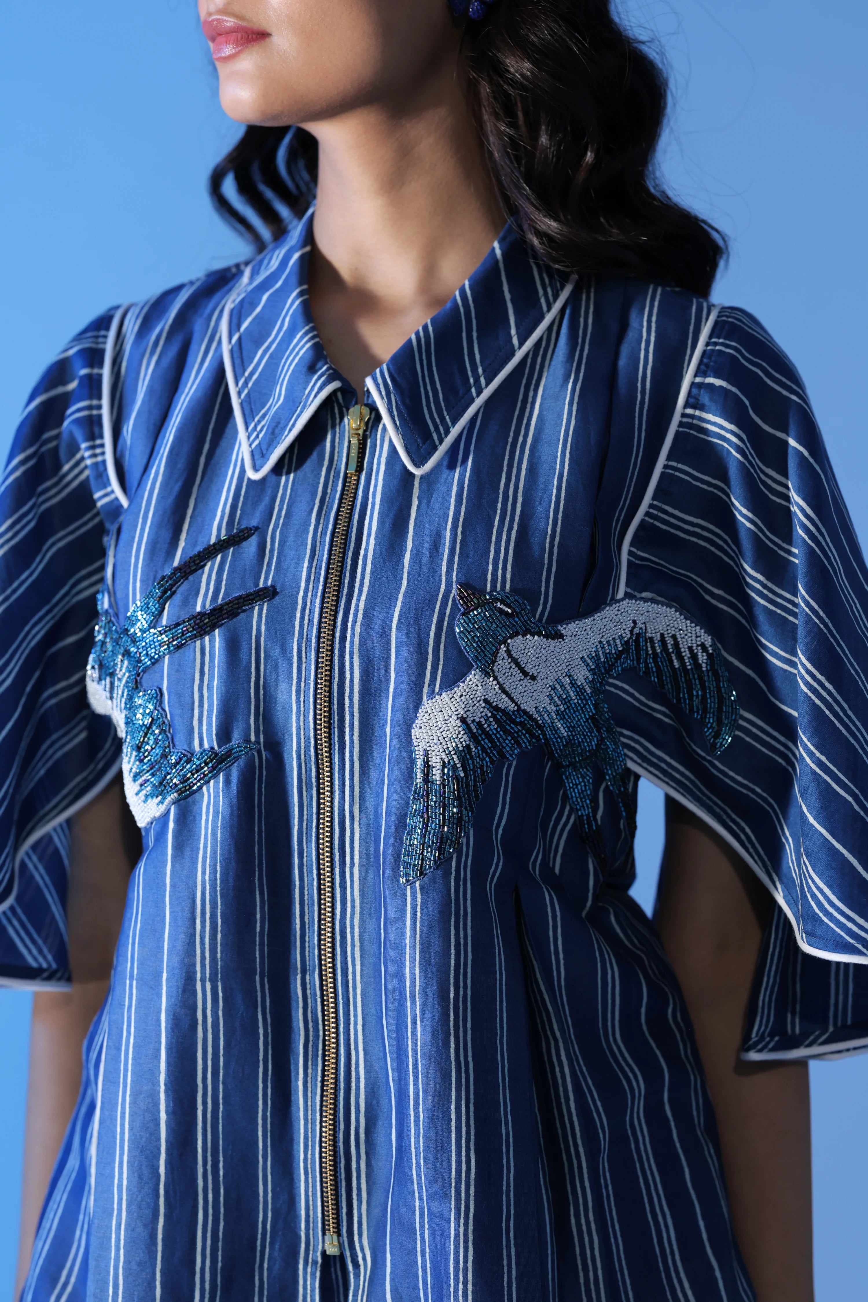 Winged Embroidered Cinched Co-ord
