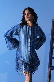 Blue Column Tassel Dress